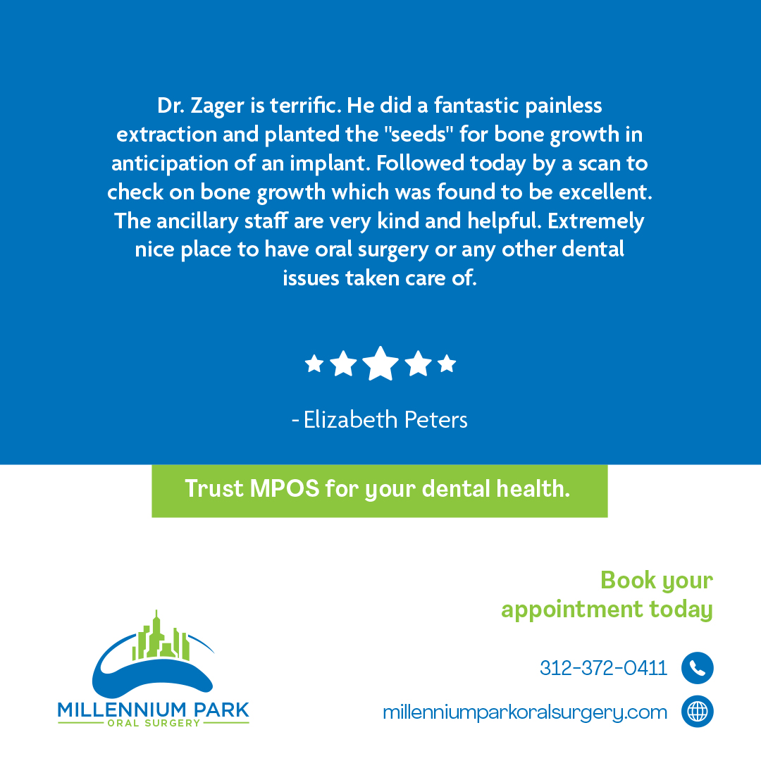 Trust MPOS for your dental health. 

To find out more, visit our website: millenniumparkoralsurgery.com/about-us/# 

#MPOS #DrZager #PainlessExtraction #BoneGrowth #DentalImplants #ProfessionalCare #OralSurgery #DentalHealth #PatientCare #ExceptionalService