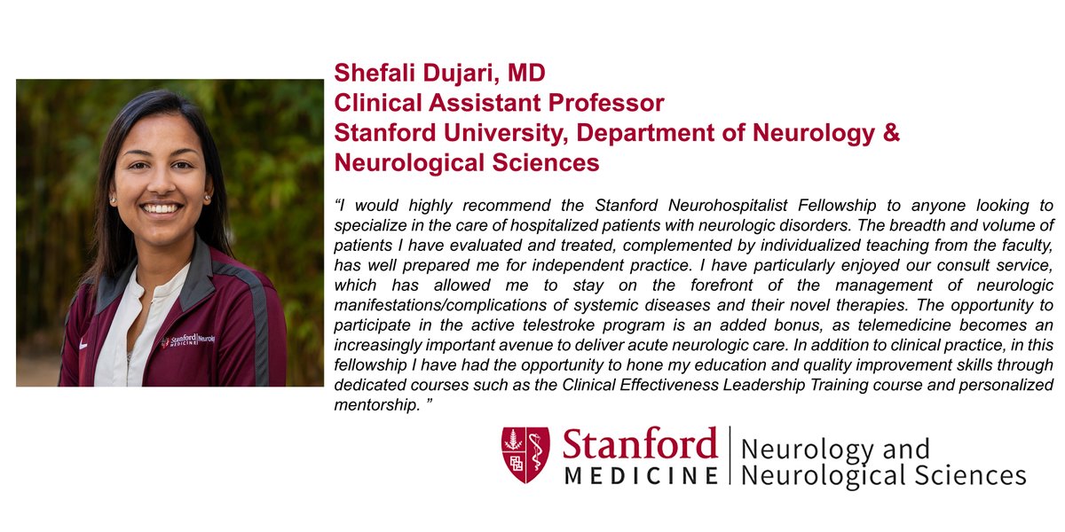 The Stanford Neurohospitalist Division is actively recruiting for its two open Neurohospitalist Fellowship positions for 2025-2026. Check out our program information here: med.stanford.edu/neurology/divi…