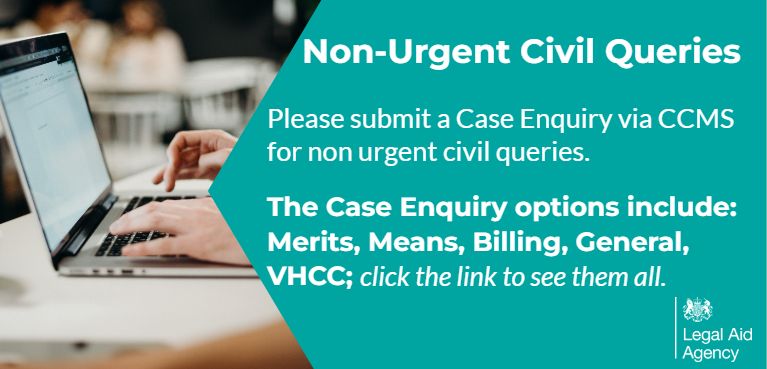 For non-urgent civil enquiries, please submit a Case Enquiry via CCMS 💻💬 The below guide shows you how to submit a Case Enquiry and includes the Case Enquiry options 👇 ow.ly/zRna50OMCNf For non-case-specific queries, please see this guide 👇 ow.ly/Rspf50OMEV9