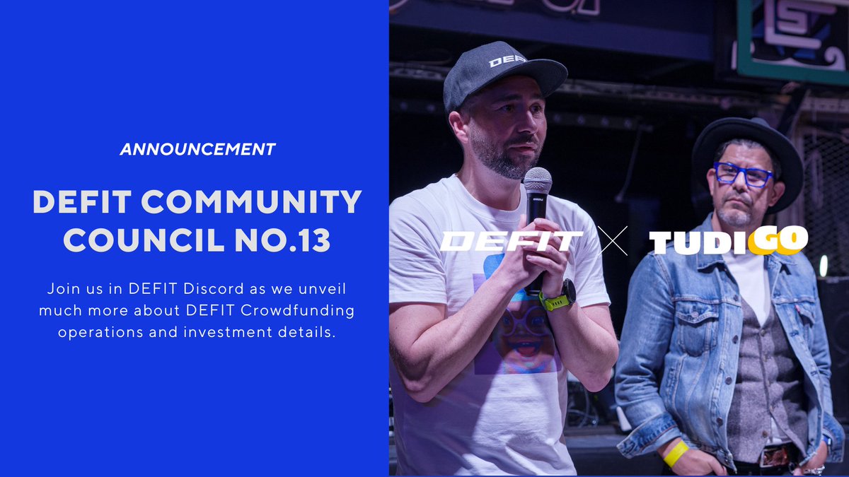 GM ☕ We’ve got big news 💥 25% of our fundraising round is already completed prior to launching on @tudigoFR 😎 And the 13th DEFIT Community Council will be a very special one taking place exclusively in DEFIT Discord ! 💙⚡ 🎙️ Our Founder @ataraxiaDEFIT will walk you through
