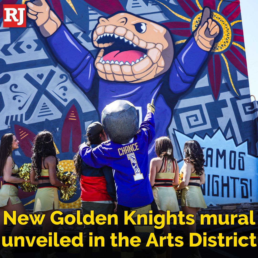 The @GoldenKnights revealed their new mural at Casa Don Juan in the Arts District on Monday in celebration of Las Vegas' Hispanic and Latino community. Read more: tinyurl.com/yju6pnys