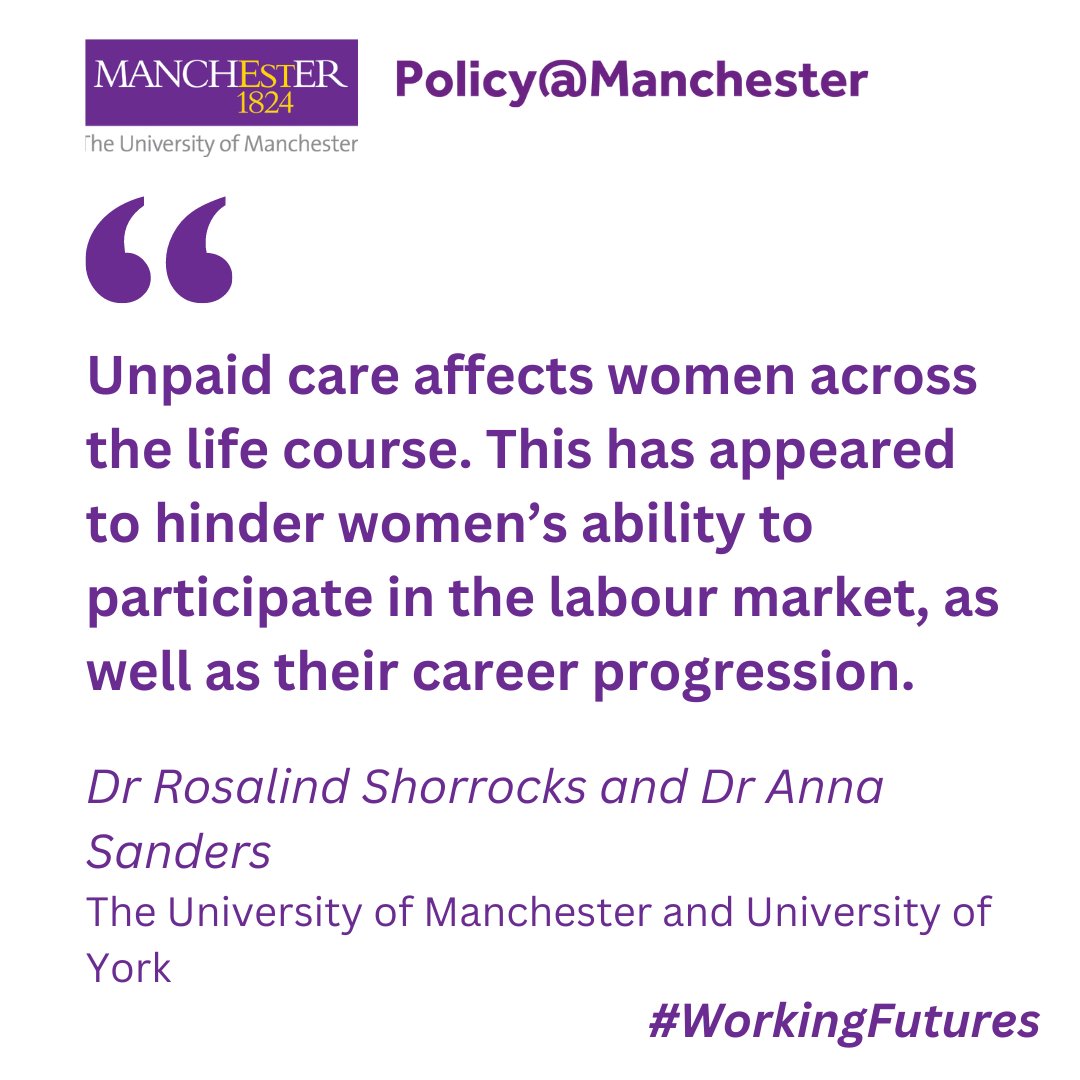 🔎 In #Workingfutures, @RosieShorrocks and Anna Sanders outline the @GM4Women2028 findings on employment. 👩🏽‍👧🏽‍👦🏽 They found the impact of unpaid care on employment affects women across the life course. …licyatmanchester.shorthandstories.com/working-future…