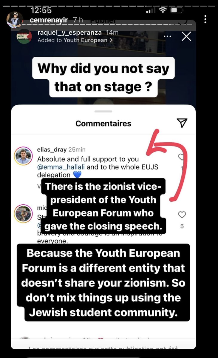 Antisemitism in youth spaces. 'Zionist vice president' 'Young zionist' On Sun. 14 April, antisemitic stories targeting me were shared on Instagram by a LevelUp!2024 participant from a delegation of a member organisation from @Youth_Forum. I was deeply hurt by the blatant (1/8)