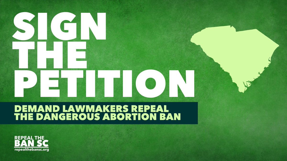 South Carolina's abortion ban has had devastating consequences across our state. But we're not backing down without a fight! Join us in demanding our elected officials REPEAL the ban and restore our right to bodily autonomy. 💪💥 ADD YOUR NAME: bit.ly/RepealTheBanSC