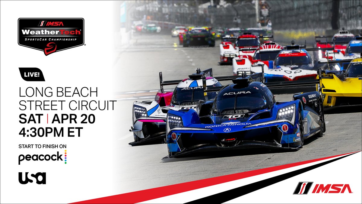 #IMSA heads to @GPLongBeach this weekend! Tune in on Saturday, April 20th at 4:30 PM ET to catch all of the action! @IMSA / #AGPLB