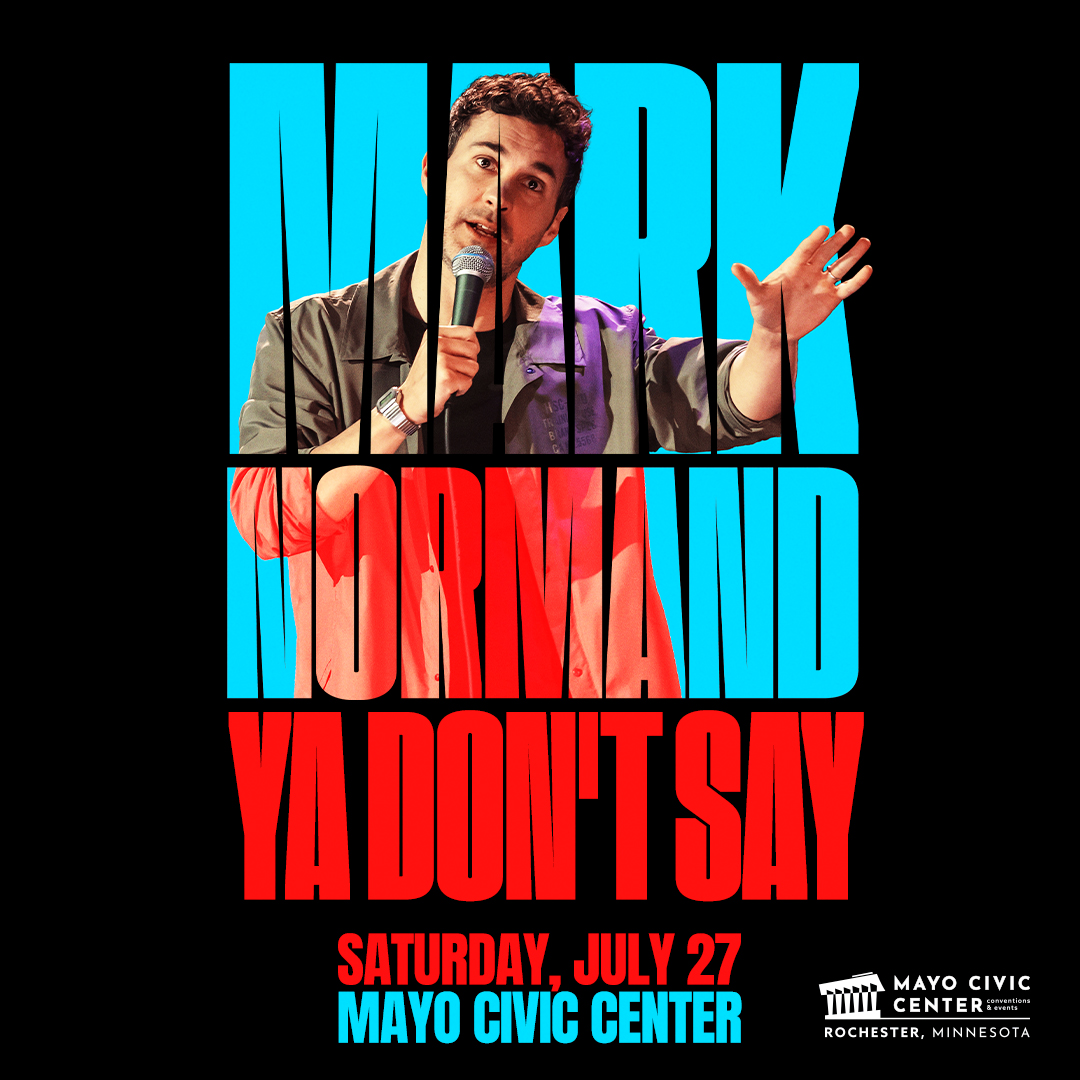 🎤 JUST ANNOUNCED 🎤 Stand-up comedian Mark Normand is bringing his Ya Don’t Say Tour to Mayo Civic Center on Saturday, July 27, 2024 at 7:00 pm. Tickets go on sale Friday, April 19, 2024 at 10:00 am. at the Mayo Civic Center Box Office and Ticketmaster.com.