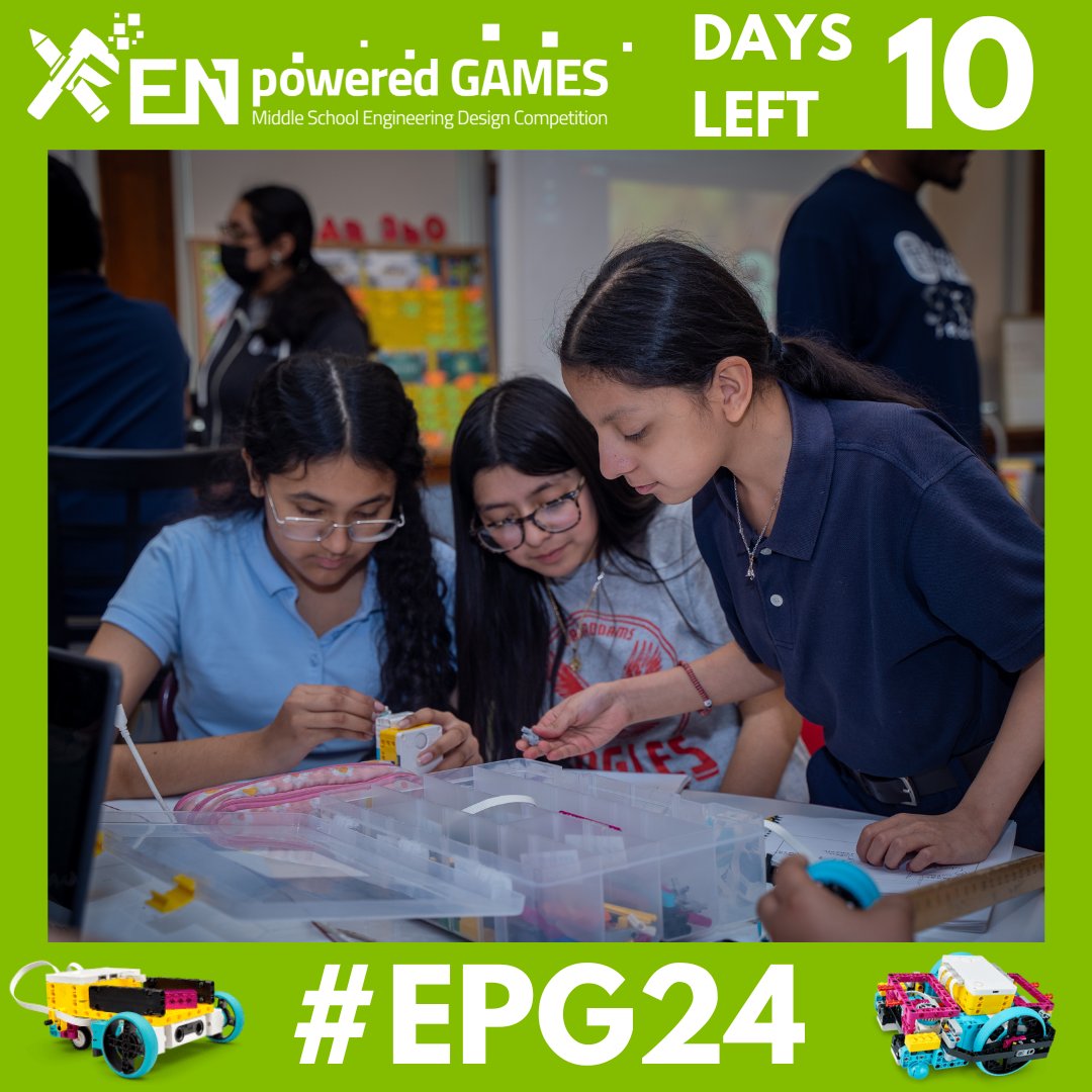 🎉 Just 10 days until the 7th Annual ENpowered Games! Excited to see our students' talent and innovation as they compete for the grand prize. Let's make it epic! 💡🚀 

#ENpoweredGames #EPG24 #STEM #Innovation #Countdown #ProjectSYNCERE #Engineering #Chicago #Nonprofit