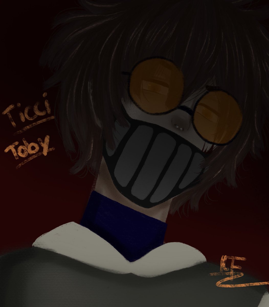 FloofsArt's tweet photo. Ayooo please put your mask back on if you’re being silly…I drew a Ticci Toby…And made him look too much like a cute anime boy 🥲Anyway no you can’t date a killer ,Susan. #myart #ticcitoby #creepypasta https://t.co/HAKKSuRPTm