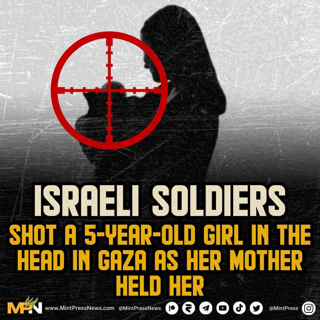 Sally Abu Laila, aged only 5, was shot in the head by Israeli forces as she was carried by her mother, who was returning to her home in northern Gaza. Her mother, Sabreen, told CNN reporters that her daughter was in her arms when Israeli soldiers shot at her.
