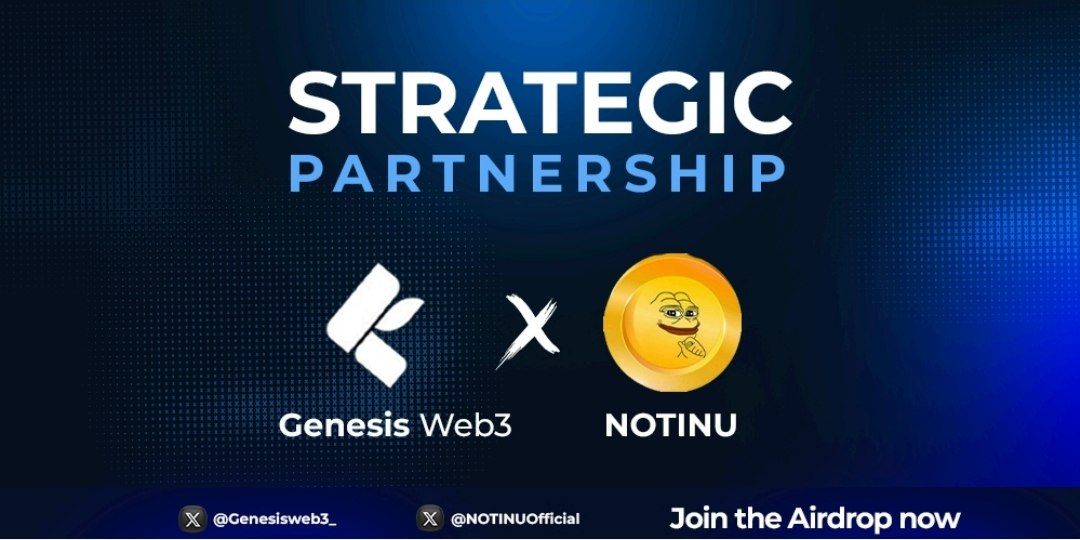 🎉 Exciting Announcement! 🚀 We're thrilled to announce our strategic partnership with @NOTINUOfficial! Join the celebration with Genesisweb3 and stand a chance to win 10,000 $NINU tokens! ⭐️ 🎁 Reward: 10,000 $NINU 🏆 Winners: 100 (randomly select) ⏰ Duration: 78 hours How