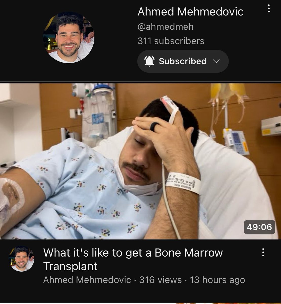 My childhood friend Ahmed has been dealing with so much this past year. He had to get a bone marrow transplant and he’s been vlogging his entire journey Please consider showing him some support here youtu.be/TpPqcMEeFiE?si…