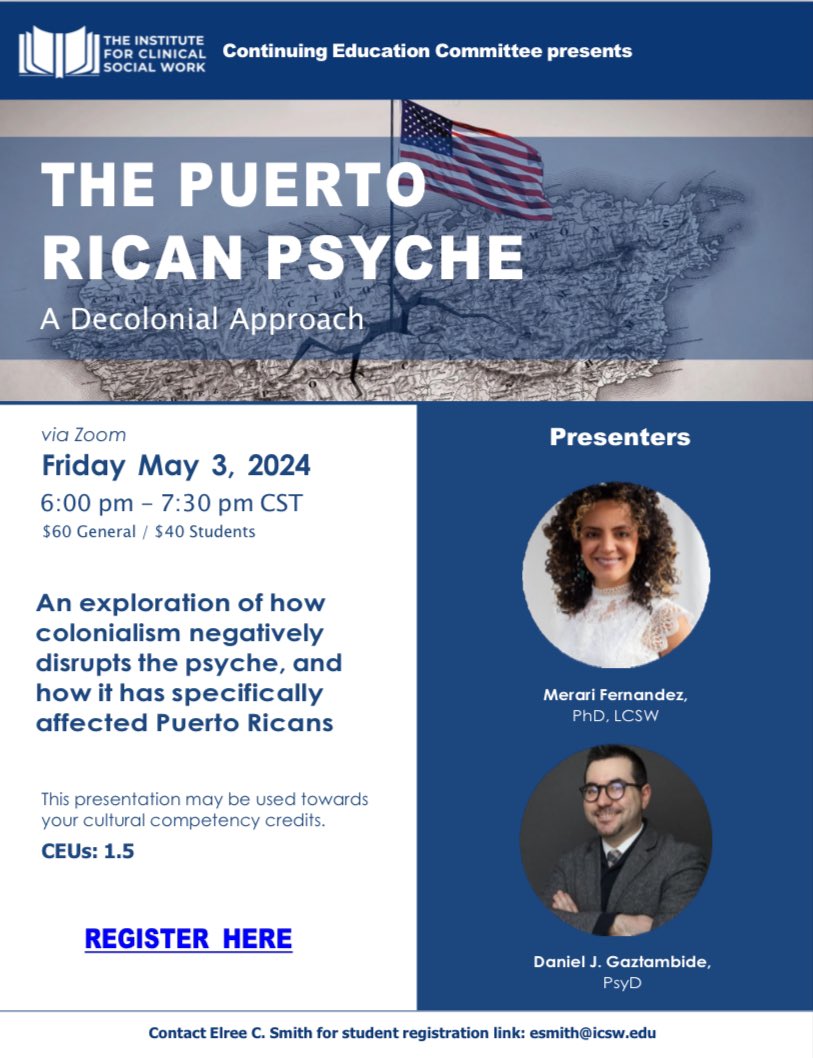 If you want to see us live recording an episode, this is your event. Diasporica will collaborate with @ICSW_Chicago presenting on the psychological experience of colonization from the experience of being Puerto Rican. For registration, click here: secure.qgiv.com/for/tifcswe/ev…