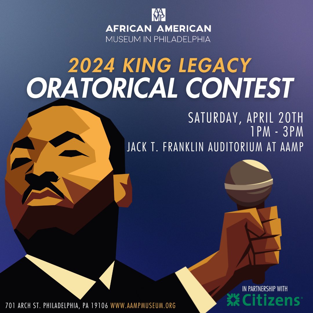 Don't miss out on the opportunity of a lifetime! Join us this Saturday (4/20) for our inaugural King Legacy Oratorical Contest! Students will compete for cash prizes to fuel their educational journey and leave their imprint on history! AAMP #AAMPLIFIED #KingLegacy