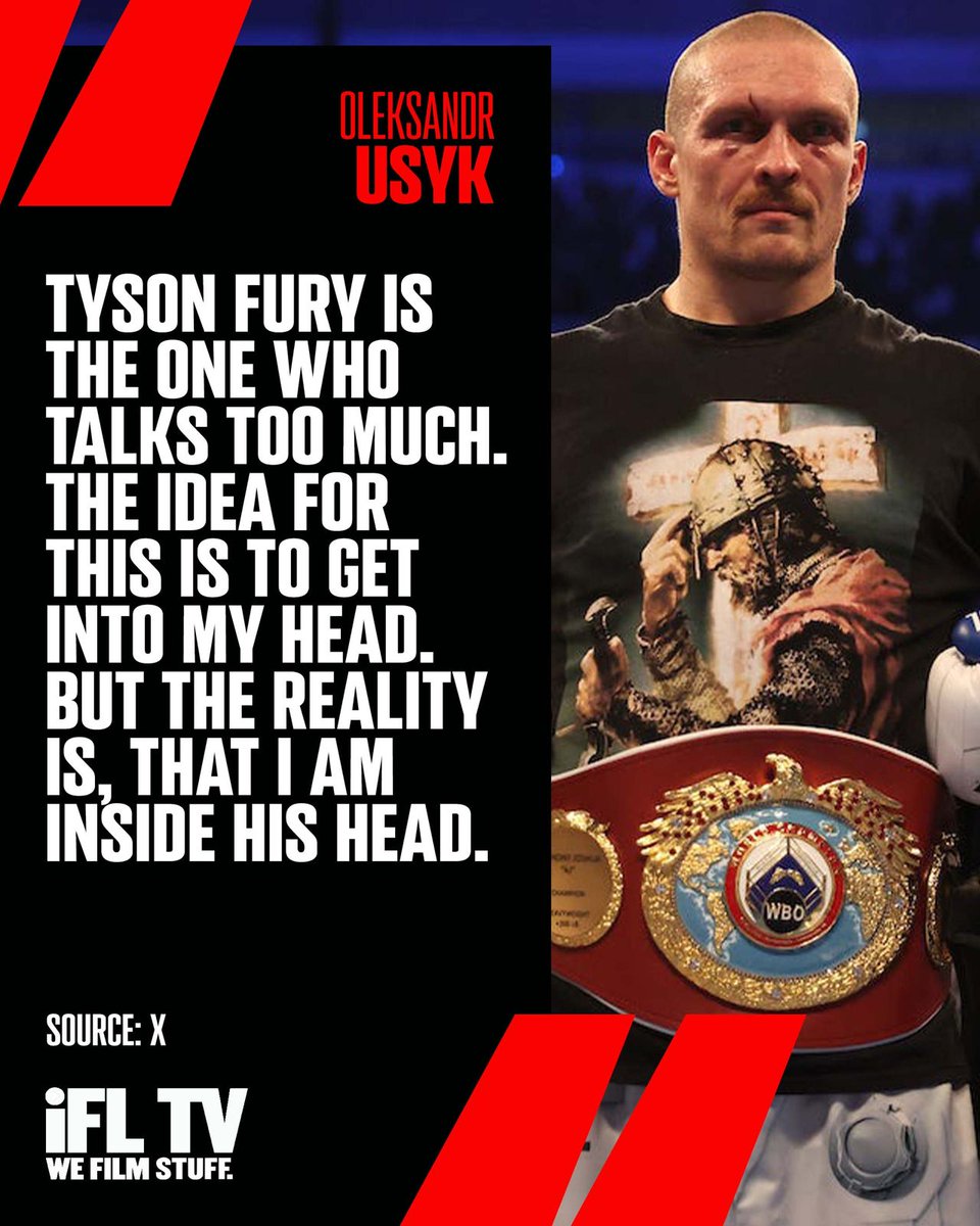 Oleksandr Usyk on Tyson Fury's mind games 🧠 Do you think the reigning unified champ will add the WBC belt to his collection on May 18th? Check out our full Fury/Usyk playlist HERE 🔗 bit.ly/49b4tX4 #FuryUsyk | #RingOfFire | #RiyadhSeason