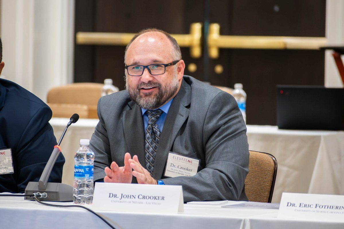 Hunt_Institute's tweet photo. For today's first session, Dr. John (Skip) Crooker of @unlv discusses how vital data and technology are in creating institutional data-informed decision making. #ElevateNC https://t.co/jBSVNTFAd9