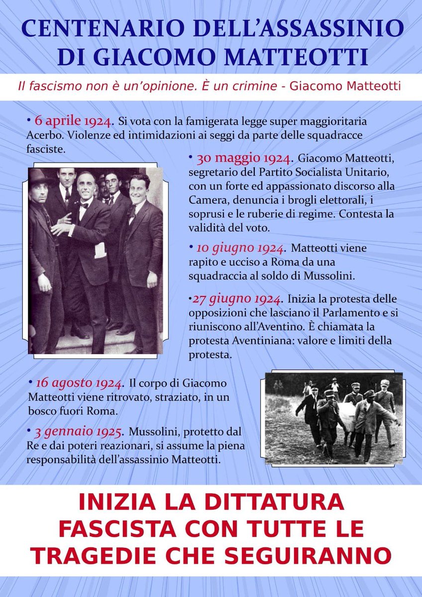 🚩 Nell'anno del centenario dell’assassinio di #matteotti da parte dei fascisti #CgilTreviso #anpi <a href="/CislBLTV/">Cisl Belluno Treviso</a> con patrocini di <a href="/ComuneTreviso/">Città di Treviso</a> <a href="/provtreviso/">Provincia di Treviso</a> organizzano a una conferenza del prof Brunetta di Istresco 🇮🇹