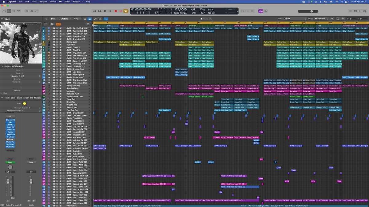 Final workflow Gaia-X - I Am Just Real in Logic Pro X.

#techno #anyma #technomusic #technolovers #afterlife #trancefamily #melodictechno #technofamily  #taleofus #dj #trance #musicproducer #musicproduction #housemusic #afterlifeofc #technoworld #technovibes  #technolove