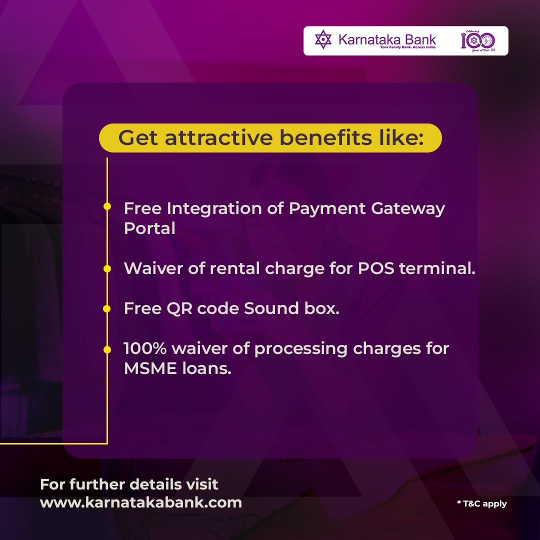 Making business financing easier with our new Current Account, CA Purple Privilege.

Visit the link to know more: bit.ly/49EF5to

#KarnatakaBank #CAPurple #CurrentAccount #Banking #EasyBanking