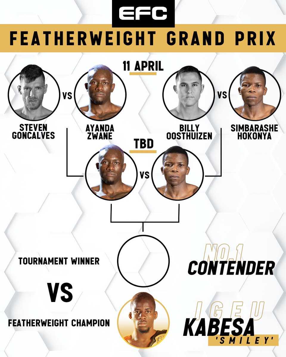 The final match up to determine the number 1 contender for Kabesa’s featherweight title will be a rematch between Ayanda Zwane and Simbarashe Hokonya! THE POWER 💥 vs THE HAWK 🦅 #EFC #Featherweight