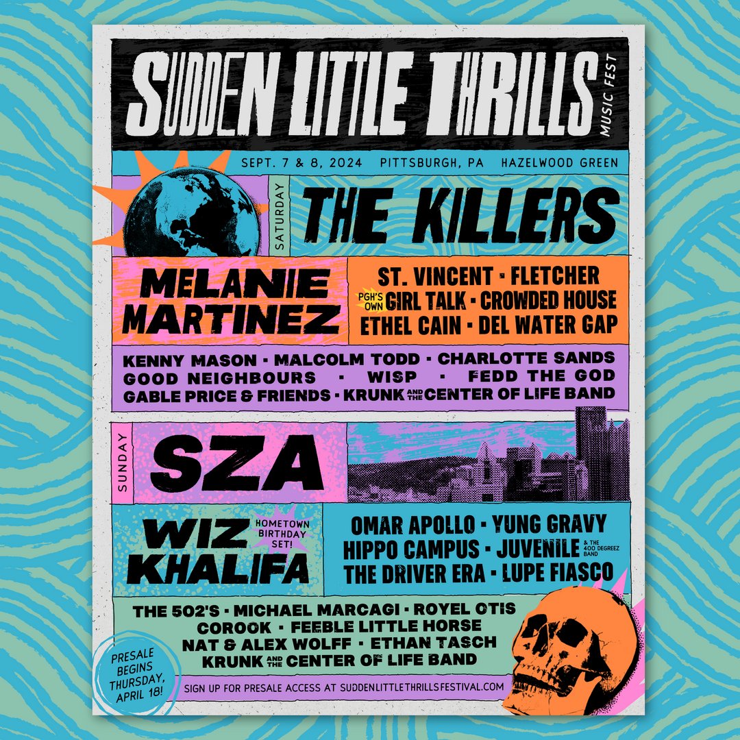 Pittsburgh! Stoked to play @SLT_Fest Sept 7-8! Presale starts Thursday