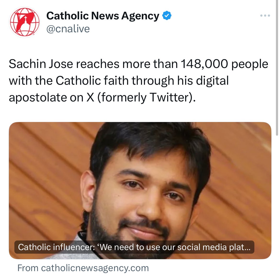 “I also deeply admire the contributions the Church has made to the world in various areas, including education and health care. The best educational institutions of the Middle Ages in Europe were founded by the Catholic Church. The modern health care system worldwide owes much to