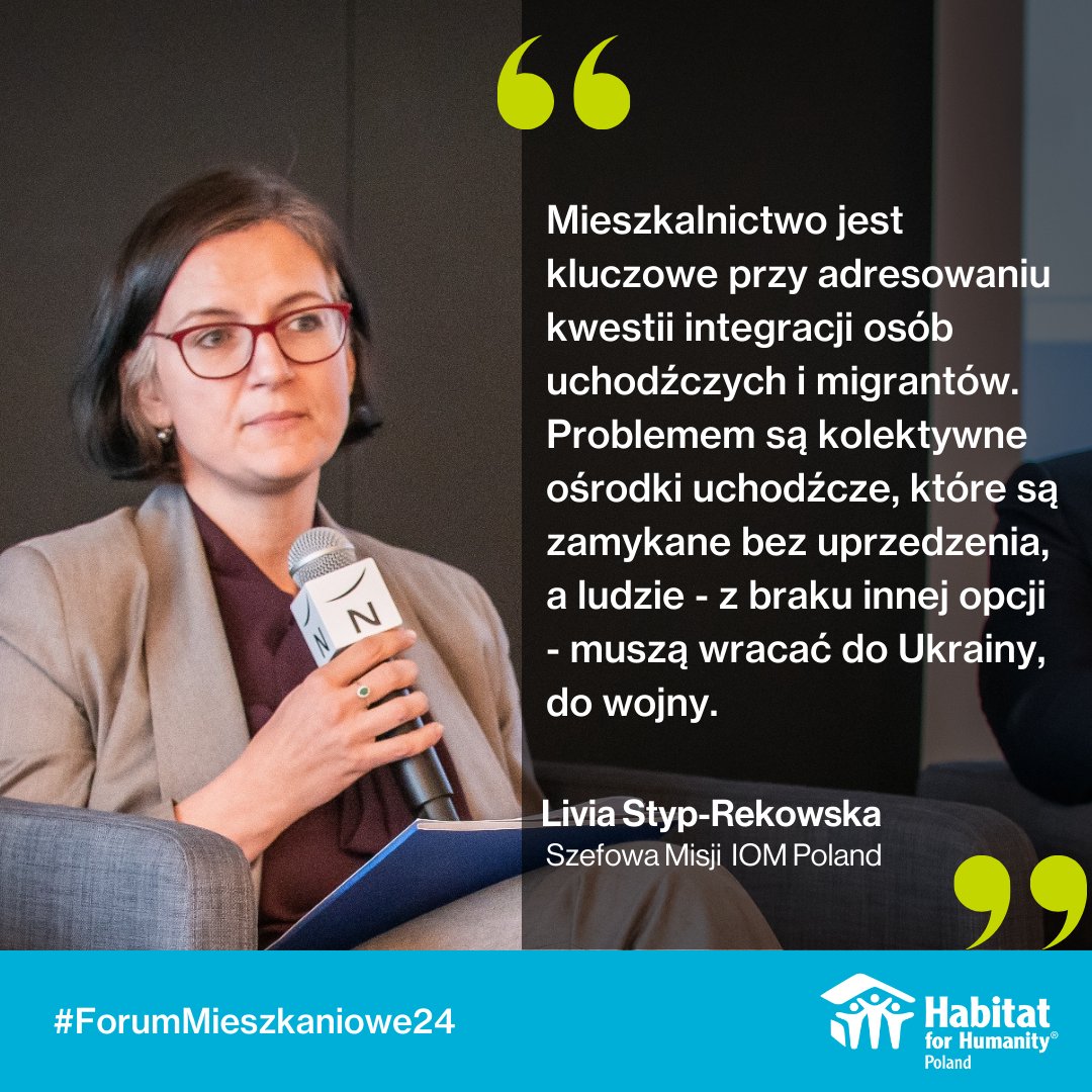 Kwestie dot. kryzysów humanitarnych mocno wybrzmiewają na tegorocznym #ForumMieszkaniowe24. Osoby uchodźcze do odpowiedniej integracji potrzebują systemowego wsparcia państwa. Mieszkanie to zapewnienie podstawowych praw człowieka. Partnerzy wydarzenia: @UNHCRPoland @IOMPoland