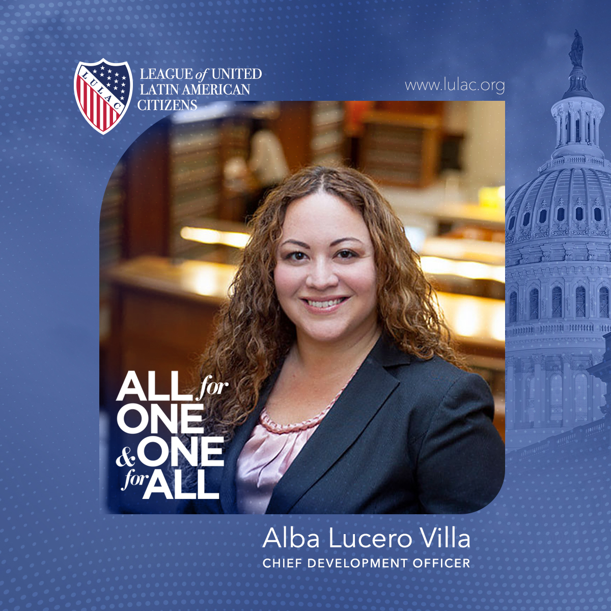 LULAC welcomes Alba Lucero Villa as Chief Development Officer on its National Staff. Alba Lucero Villa joins LULAC as Chief Development Officer, bringing with her more than 20 years of experience advocating for human and civil rights in the U.S. and internationally. #LULAC