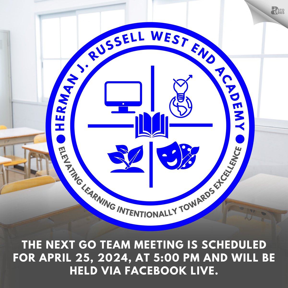 The next GO TEAM meeting is scheduled for April 25, 2024, at 5:00 PM and will be held via Facebook Live.