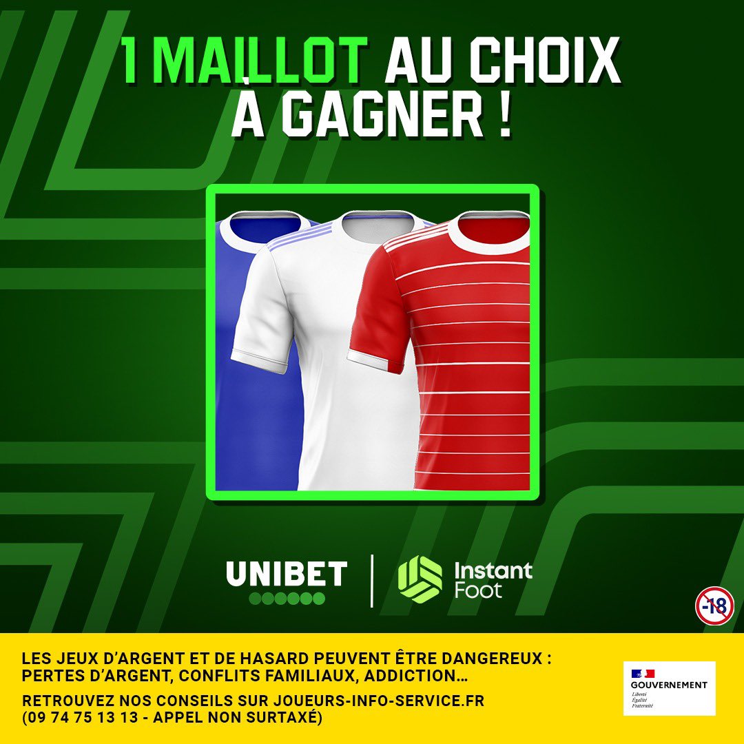 lnstantFoot's tweet photo. 🚨🍀 En cette semaine européenne... on vous régale ! 😌

1 maillot au choix à gagner ! 🎁

RT + FOLLOW @UnibetFrance + commente le maillot que tu voudrais gagner. ⬇️✨

Tirage au sort lundi 22 avril. ⏳ https://t.co/YUfMLOKg4s