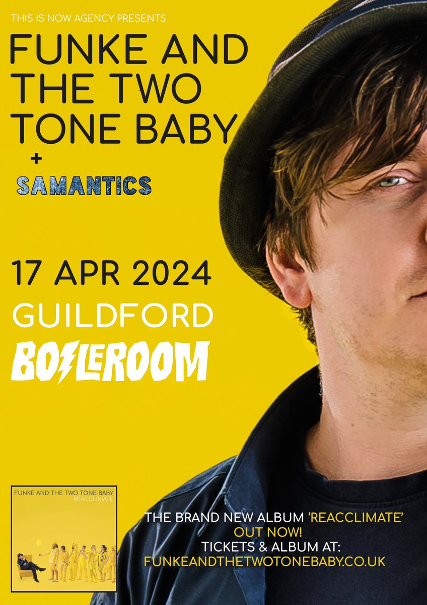 GUILDFORD, Tomorrow the Reacclimate Tour (Part Two) rolls to the legendary @BOILEROOM. I'm doing a split set with absolute bad-man, @samanticsUK, and trust me, you won't want to miss this! Last shout for tickets and then more OTD. seetickets.com/event/funke-an… Big Love. Funke xx