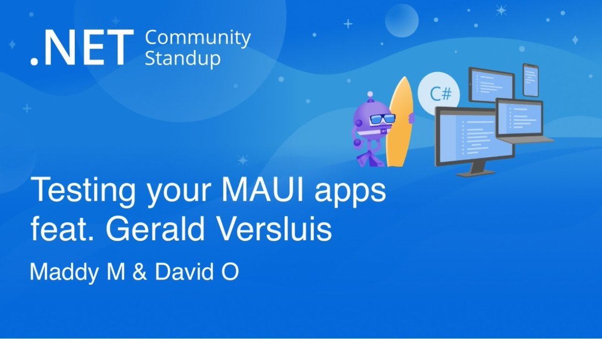Join the team for a deep dive into testing your .NET MAUI apps, and how the team tests MAUI itself! Jon Dick joins for more on bindings, plus get a sneak peek at @TheCodeTraveler’s new .NET MAUI course when he joins to say hi! 🎥 msft.it/6018c4Uea