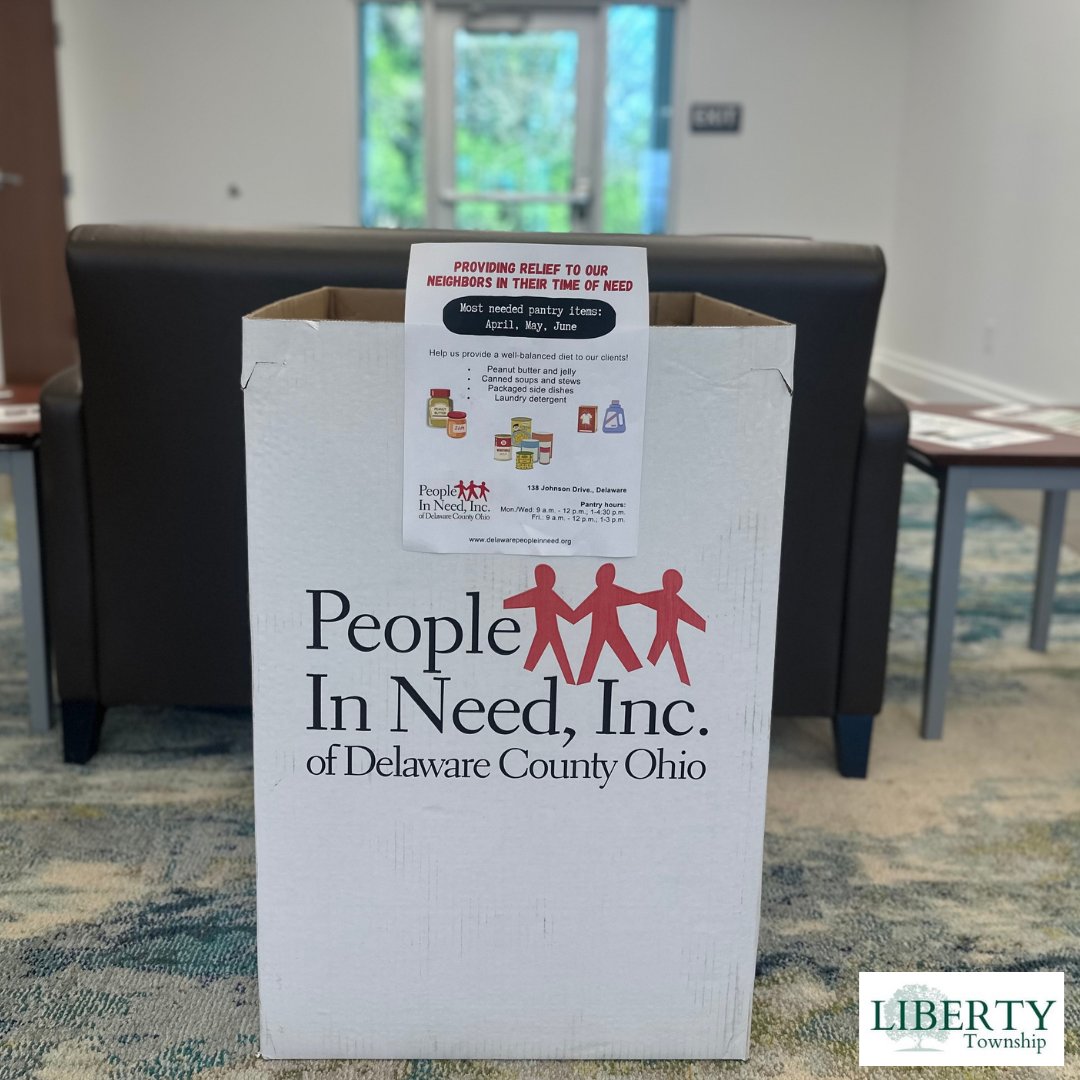 #LibertyTownshipOhio IS HAPPY TO HELP!🍎

<a href="/PeopleInNeedInc/">People In Need, Inc.</a> serves hundreds of families in Delaware County with necessities including fruit, vegetables, and non-perishable food items.

Inventory is low. 
Demand is high.

We're taking donations in our lobby M-F: 7802 Liberty Rd. N.