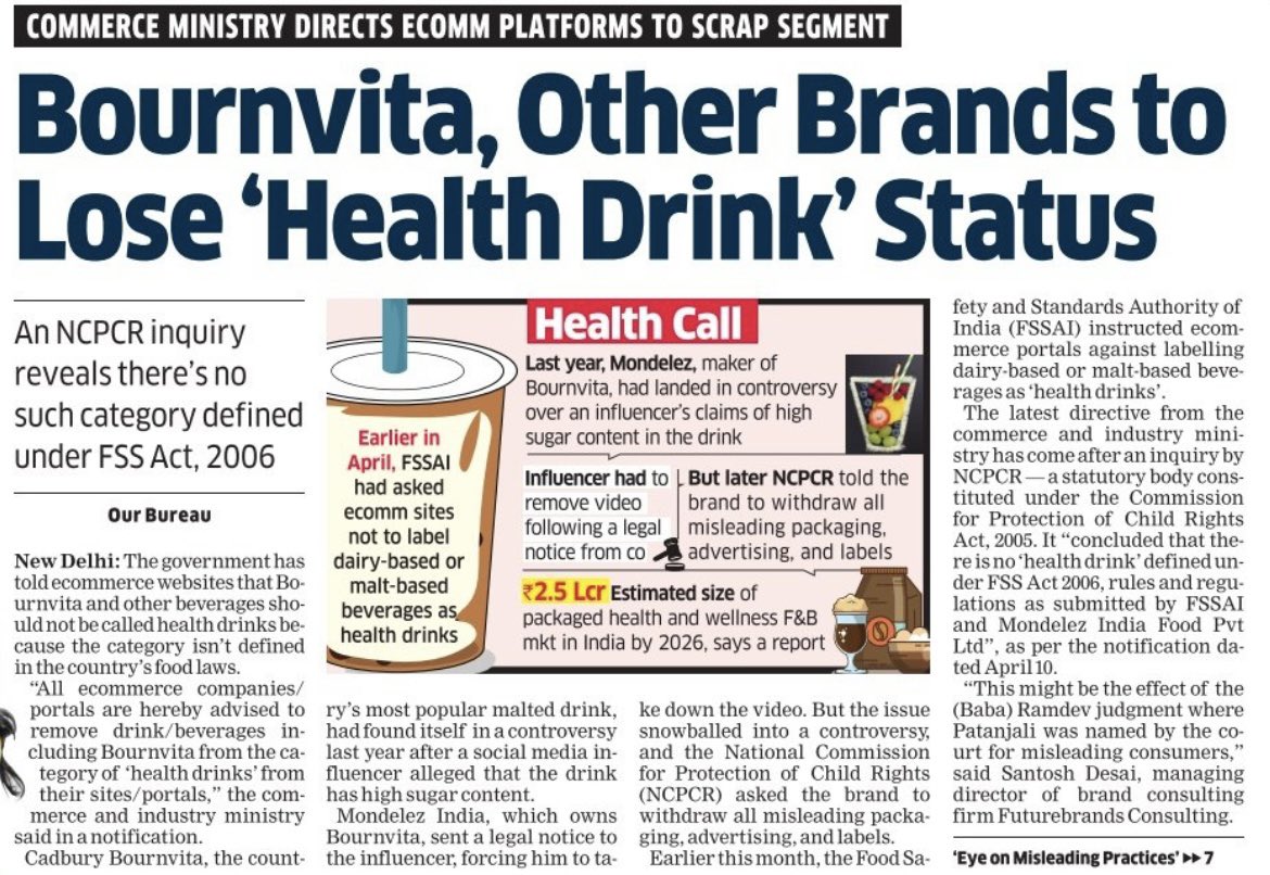 DShubhamSinghal's tweet image. Our whole generation in our childhood drink this sugar powder in milk, these brands kept on their "health drink" marketing. 

#Bourvita #Horlicks #Complan #Boost 

@EconomicTimes