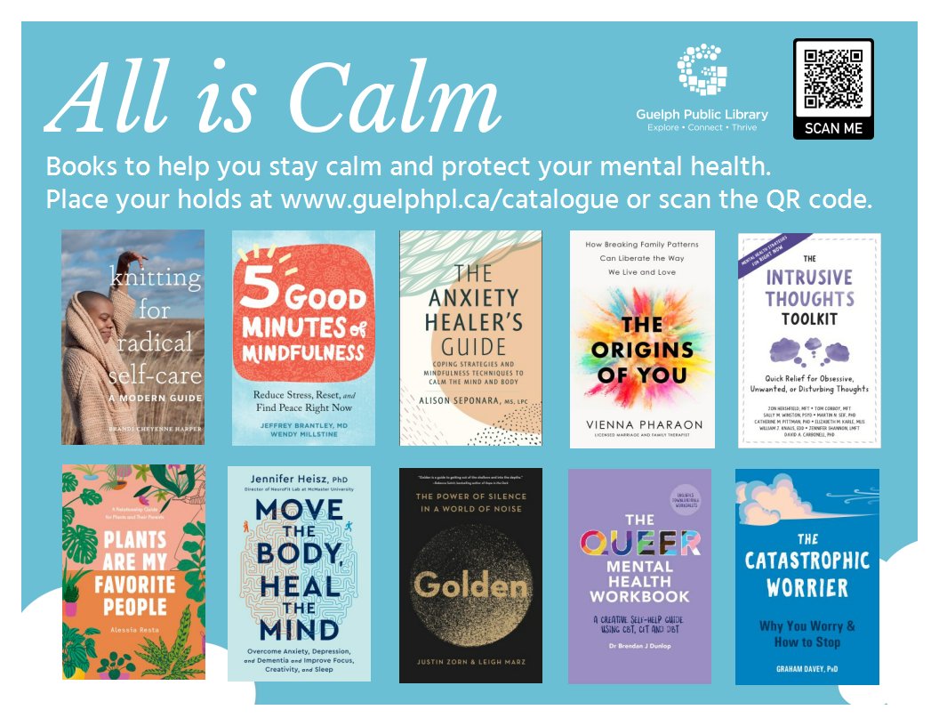 Enjoy these books to help protect your mental health. With your library card, place your holds at tinyurl.com/2p948mdk. #MentalHealthMatters #compassionconnects #MentalHealthMonth