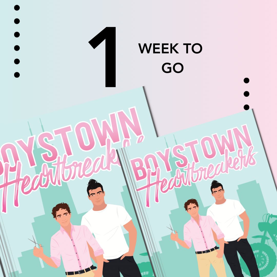 Only 1 more week until the release of @KC_Carmichael charming romcom, Boystown Heartbreakers. ✂️ Coming April 23. Preorder your copy today! #romcom #lgbtqia #2024debut #debutnovel #comingsoon #onemoreweek #aprilbookrelease
