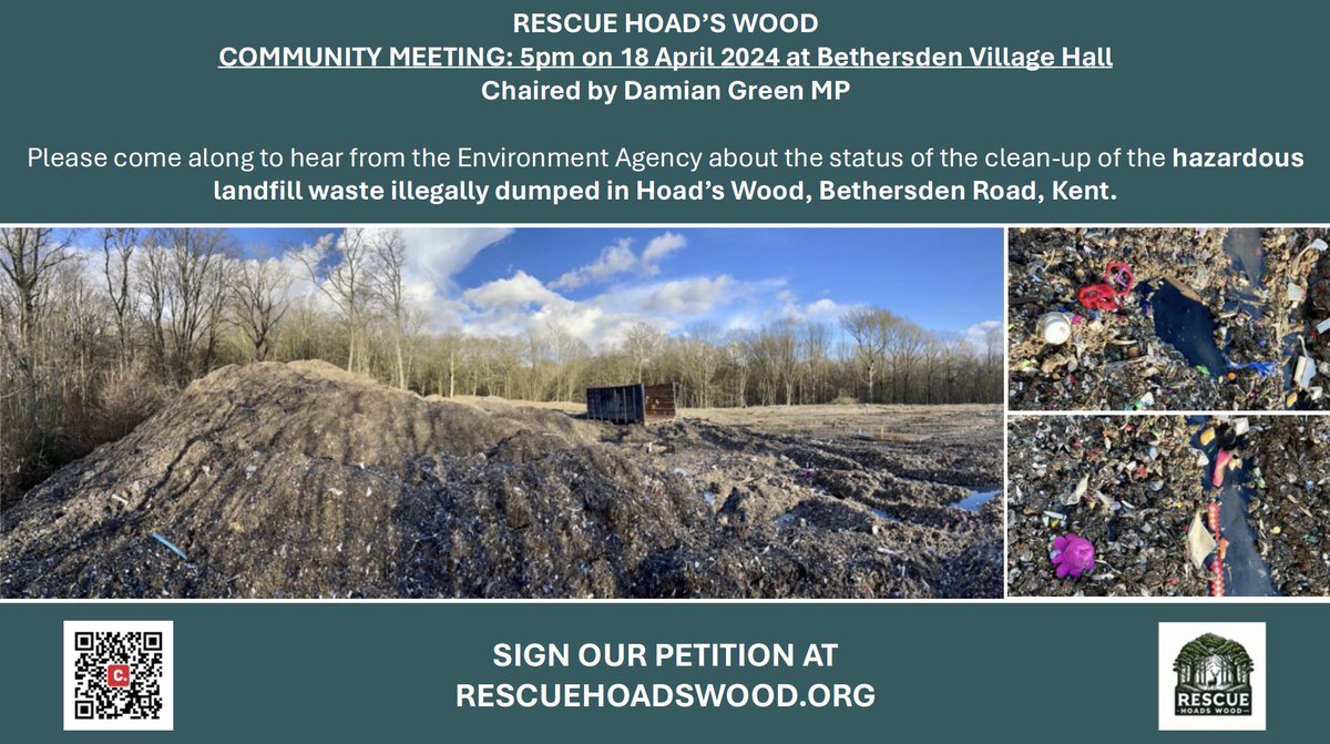 Follow up meeting with local & national authorities to get an update on clean-up of Hoad's Wood is going ahead on 18 April. A local contractor has provided quotes to EA for clean up of 27,000 tonnes of illegally dumped landfill and our MP has spoken to SoS. #rescuehoadswood🤞