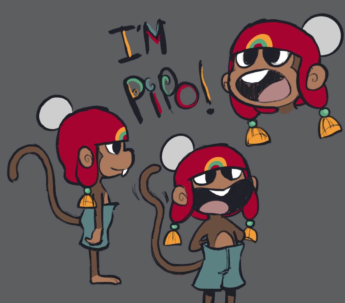 DartIncorporat1's tweet photo. This is Pipo, the child-like character featured in my latest project, "I'm Pipo~!". ⭐️FUN FACT: His hat design was inspired by Chinese items. 🧧
#doodles #characterdesign #oc #monkey #monkeycharacter #digitalart https://t.co/ue7v3n4hw0