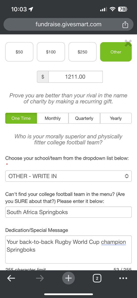 tomkozlowski's tweet photo. Time to get the @Springboks 🏆🏆on the board for this year’s #CharitibundiBowl (might have to wait for the ACH to clear before they show up in the standings)
@newampaths @edsbs @HollyAnderson @gis https://t.co/WZjVXoRPUy