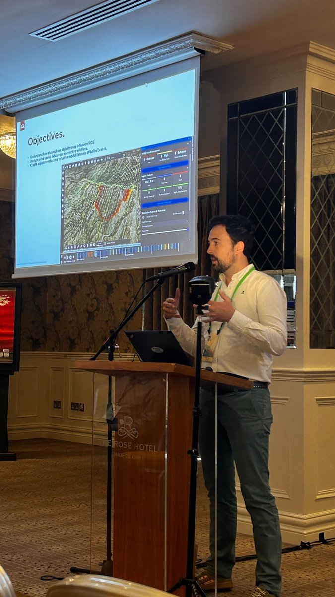 jramireztsyl's tweet image. And finally, @AdrianCardil showing us the analyses and simulation of fire behavior in the EWE #FBF2024  @IAWF @technosylva Tralee