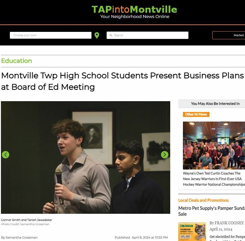 IN THE NEWS! #MTHS Students Present Business Plans at #MontvilleBOE Meeting! #IBPF! See Story & PHOTO GALLERY at #MontvilleTAP: tapinto.net/towns/montvill…