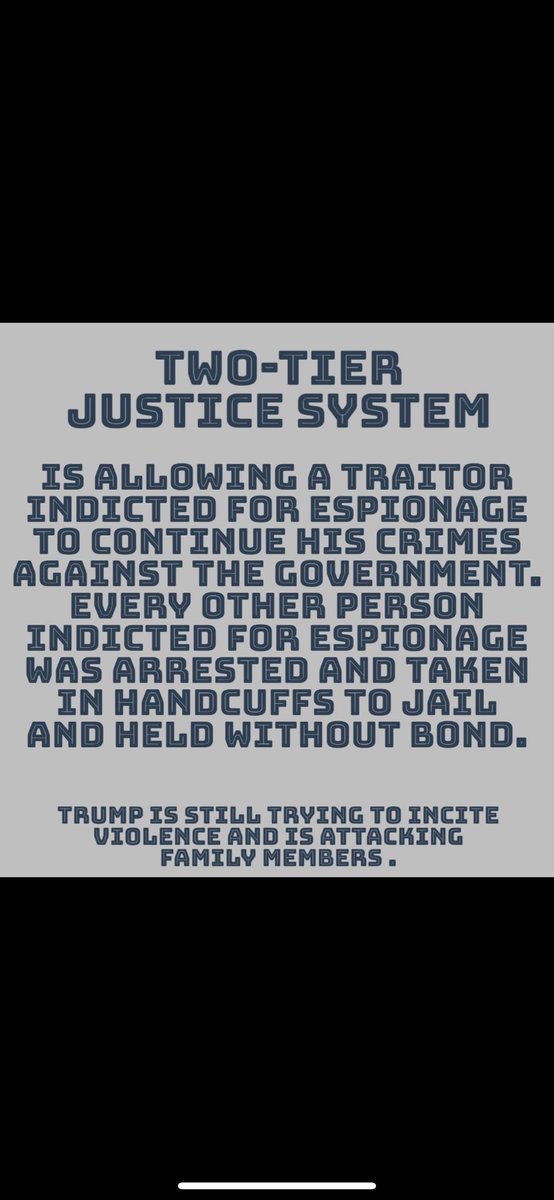 @StampedingNCali @DonaldJTrumpJr @TateTheTalisman Agreed! Trump should’ve been incarcerated a long time ago,waiting on all of his trials.