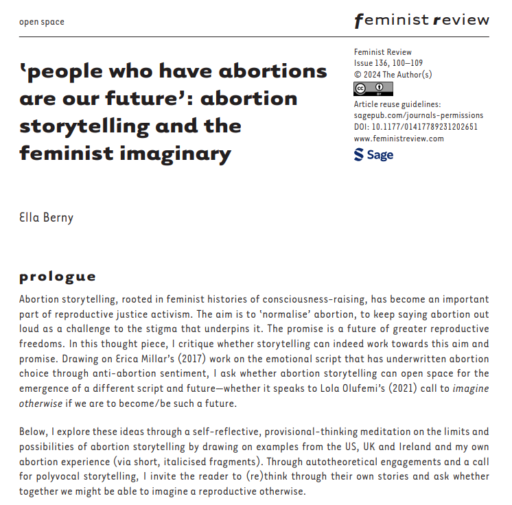 FeministReview_'s tweet photo. #abortionstorytelling has become a key tactic in reproductive justice activism. Numerous projects have sprung up in recent years across the globe to contest restrictive abortion regimes, finds Ella Berny. @BernyElla
#FR136: https://t.co/qNIPDArOWu https://t.co/H8BihozC0A