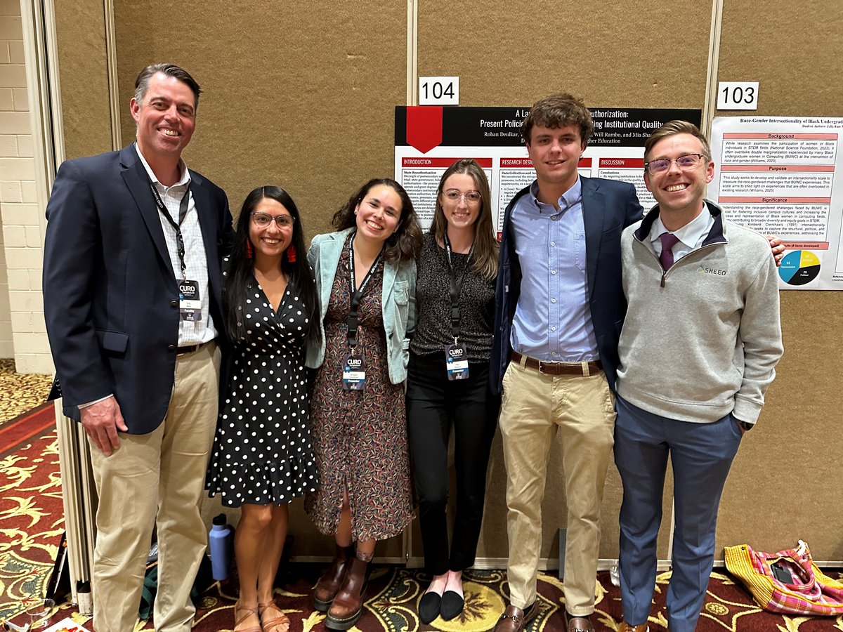 Research teams led by McBee faculty mentors presented at the @uga_curo symposium. Erik Ness and @KrysLWilliams provided grant-funded research experience to 7 undergrad scholars. @SHEEOed @LuminaFound @NSF Read more: t.uga.edu/9Qm