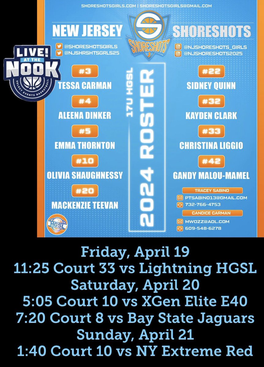 Excited for Live! at the Nook this weekend @ShoreshotsGirls