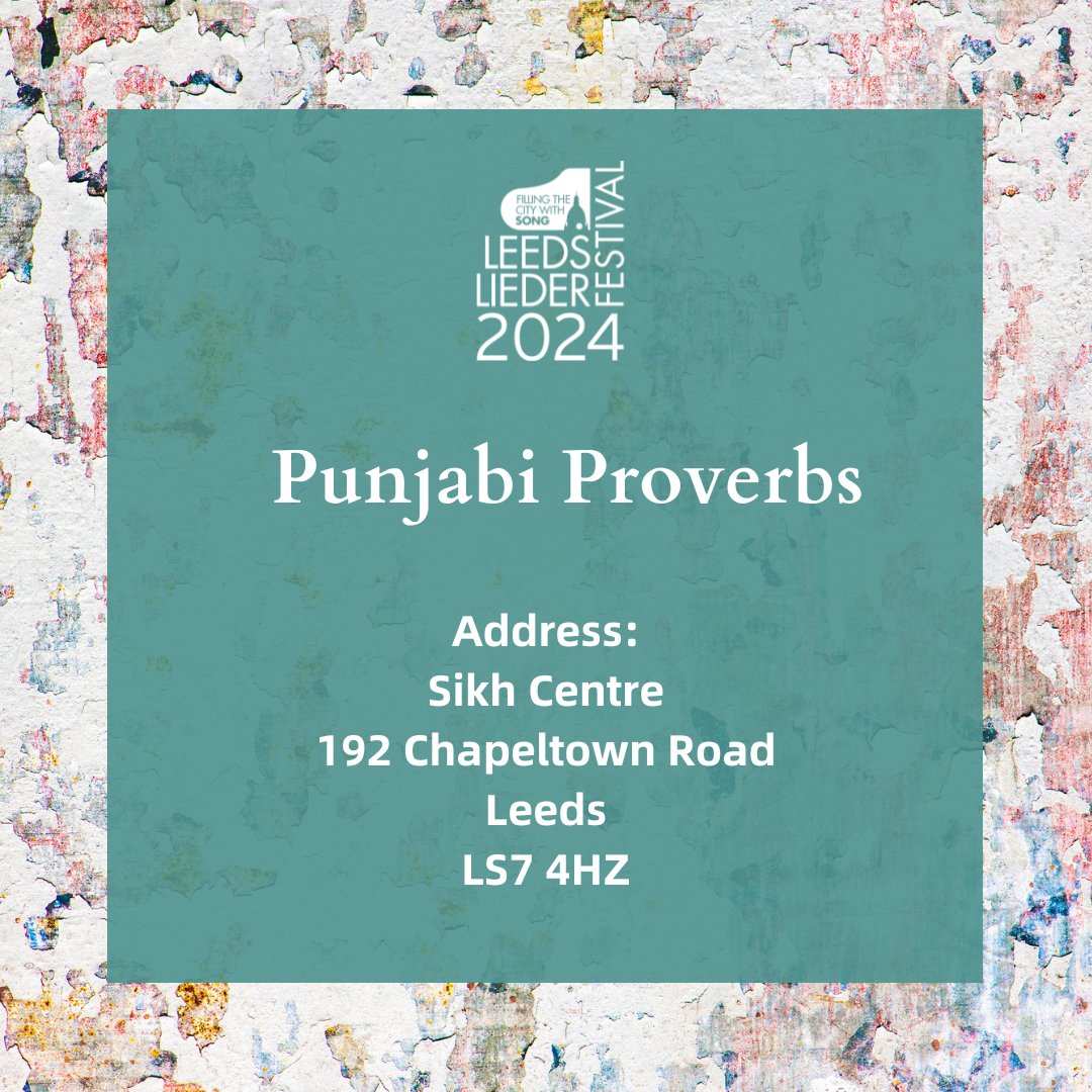 Please note the venue for tonight's Punjabi Proverbs recital. Tickets: leedsconservatoire.ac.uk/visit-us/whats… @southasianartuk @SikhTempleLeeds