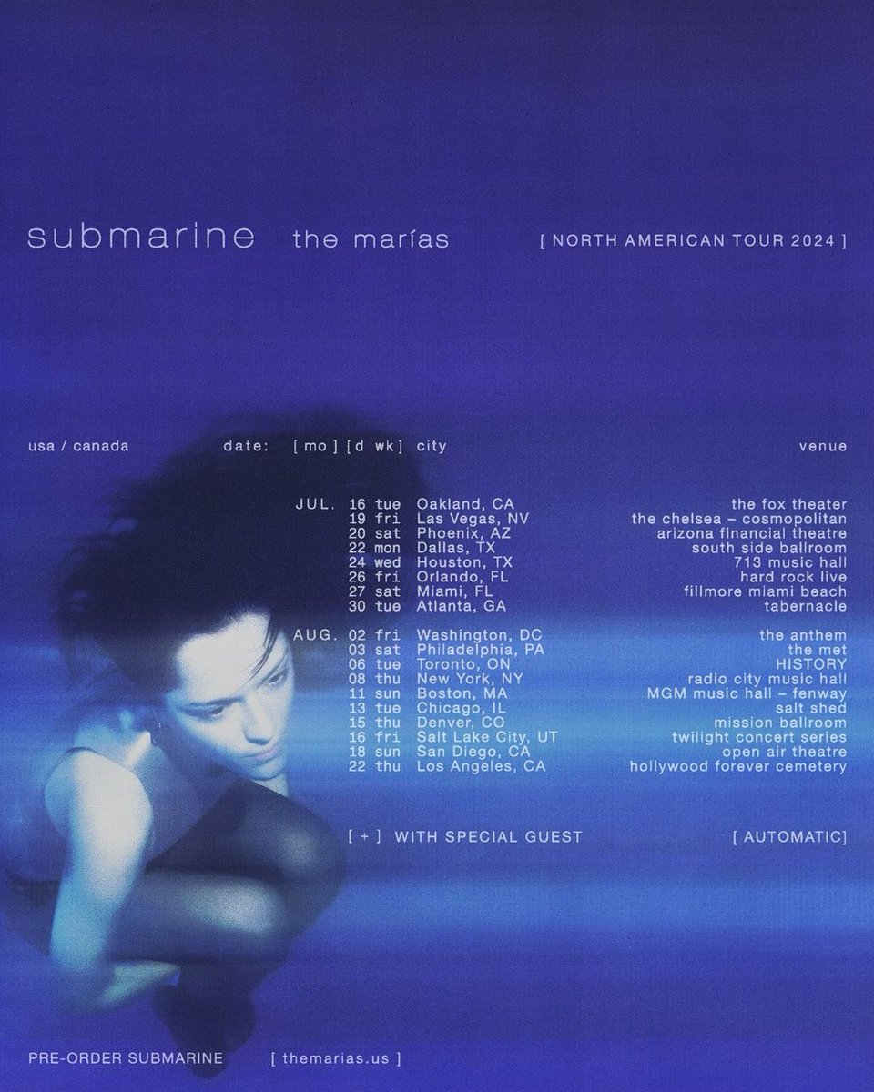 .@themarias are going on The Submarine Tour 🌀 Sign up for Pre-sale now 🔗 themarias.us/shows