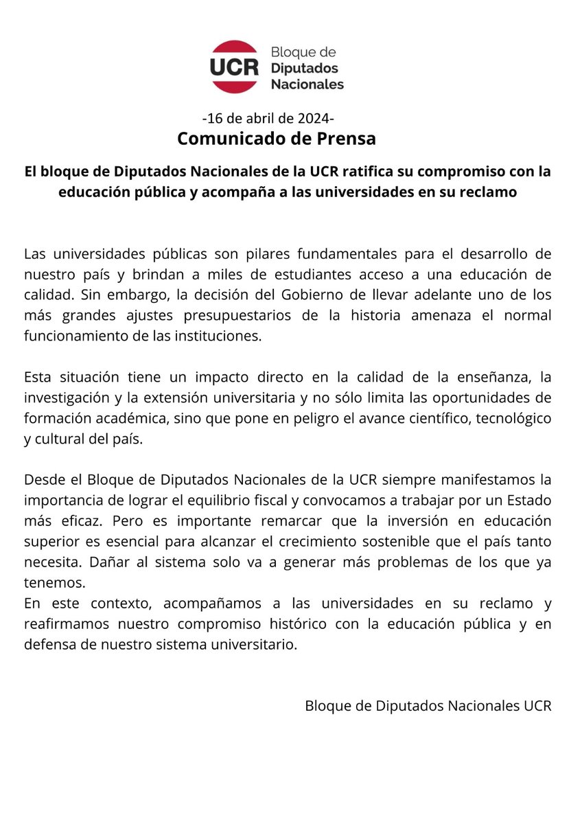 diputadosucr's tweet photo. Los diputados nacionales de la UCR ratifican su compromiso con la educación pública y acompañan a las universidades en su reclamo. https://t.co/sUyiUSLgEl