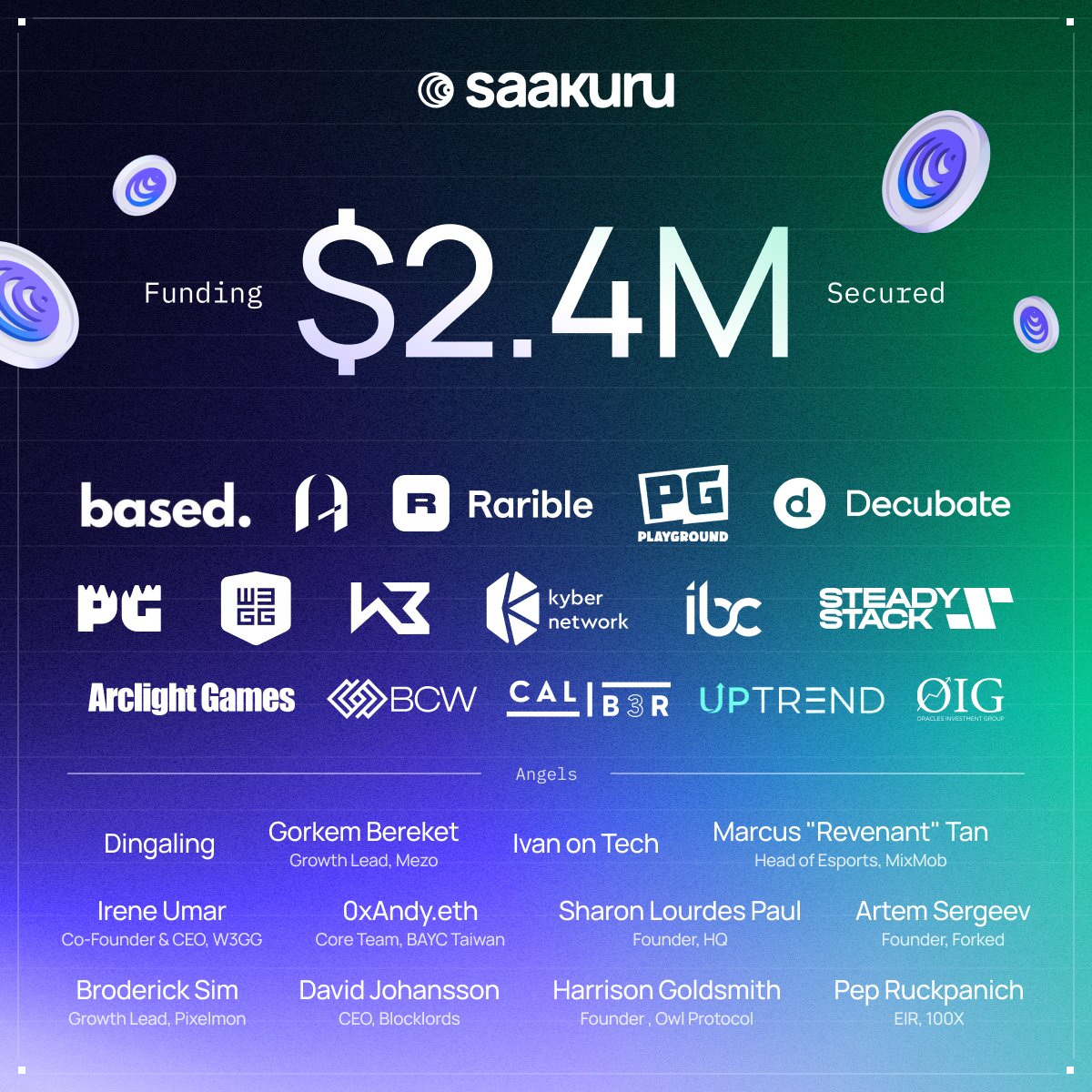 🚀 Saakuru #Web3 Space Shuttle has just been fueled up with $2.4M investment in an oversubscribed funding round! 🌟This major boost is set to skyrocket the growth of the Saakuru Protocol. Curious for more? Follow this thread! 🧵 1/7 #Blockchain #GameFi