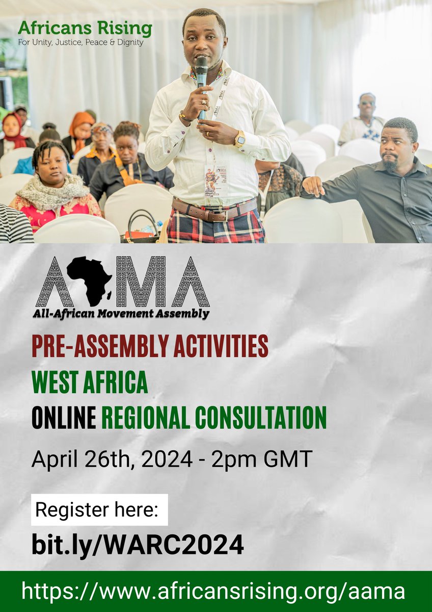 #Africans, it has been two years since #AAMA2022 in #Arusha, #Tanzania. This year, we are having the All Africans Movement Assembly(#AAMA) in #Accra, #Ghana. Before then, we are having regional pre-assemblies for movement interaction and deliberations. On 26th April, we start…