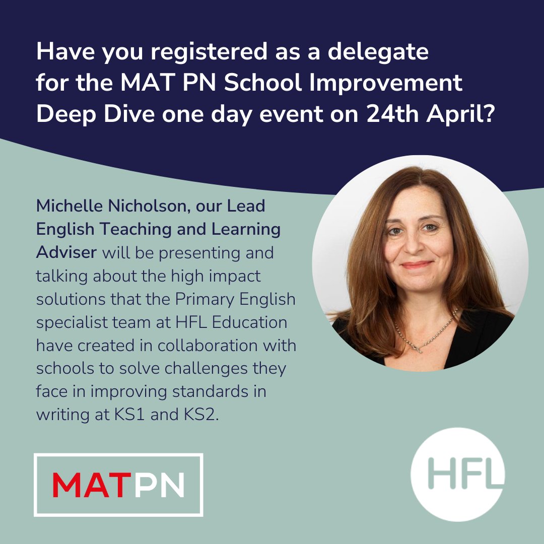 Join us for the <a href="/MATPartNet/">MAT Partnership Network (MATPN)</a> School Improvement Deep Dive Event on 24th April! Michelle Nicholson, our Lead English Teaching and Learning Adviser, will be showcasing high-impact solutions that our <a href="/HertsEnglish/">HertsPrimaryEnglish</a> team has developed in collaboration with schools to address challenges